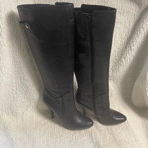 Nine west  Jetto tall leather black knee high  platform heeled boots .SZ8.5M